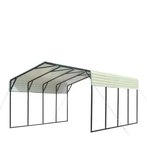 Modern Outdoor Carport Galvanized Steel Frame Pressure Treated Wood Roof Metal Sheet Side Wall for Car Parking Garden Garage