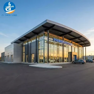 Modern Prefab Steel Structure Building Large Span Car Showroom 4S Workshop Heavy Steel Frame H Section Beam Easy Assembly