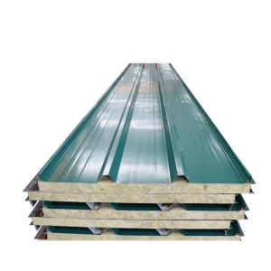 Modern Prefabricated House Use Strongly Fireproof Rock Wool Heat Insulation Sandwich Roof Panel For Warehouse Workshop
