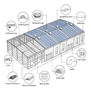Modern Prefabricated Industrial Commercial Portal Frame Steel Structure Building for Warehouse Office Factory Workshop