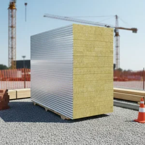 Modern Rock Wool Steel Faced Sandwich Panels Thermal Insulation Interior Wall And Roof For Warehouses