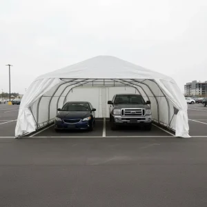 Modern Simple Foldable Portable Durable Waterproof Galvanized Steel Customizable Peak Roof Garage Carport 2-Car Parking Capacity