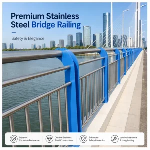 Modern Stainless Steel Bridge Railing Anti Corrosion Outdoor Balustrade for River & Roadside Balcony Easy to Install