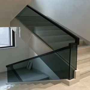 Modern Stainless Steel and Glass Frameless Staircase Railing System with Rust Resistant Design Customizable Color
