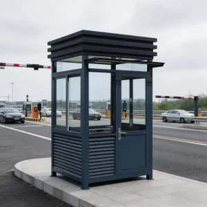 Modern Steel Quick Assembly Outdoor Security Guard Booth Mobile Security Kiosk for Office Building Parking Lot Scenic Area