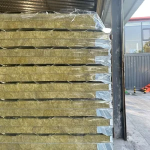 Modern Steel Rock Wool Insulated Sandwich Panel Board Fire Resistant Eco Friendly Features for Cold Room Hotel Building