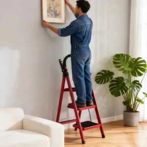 Modern Steel Step Ladder Folding Ladder 150kg Load Capacity Auto Lock Mechanism Portable Design for Multipurpose Household Use