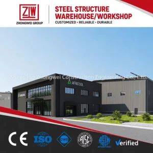 Modern Steel Structure Warehouse Building Large-span Heavy-duty Hot Dip Galvanized ISO 9001 Certified