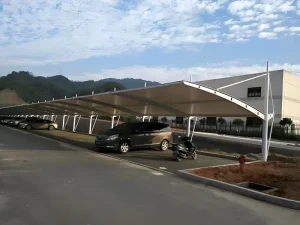 Modern Steel and Alloy Structural Steel Membrane Carport with Good Impact Resistance for Real Estate Projects