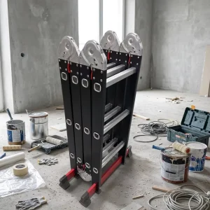 Modern Telescopic Multi-Position Step Ladder Manual Lock Folding Design Carbon Steel Alloy 150kg Load Capacity for Home
