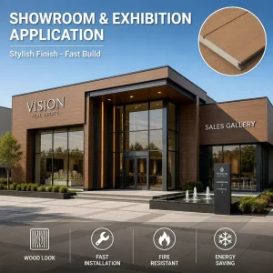 Modern Wood Texture Insulated Wall Panel for Commercial Building Facade Energy Saving and Low Maintenance