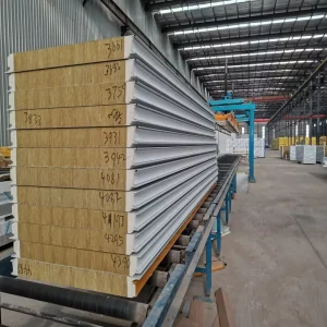 Modern design 50 150mm thick rock wool sandwich panel with a fire rating of A grade PU sandwich panel