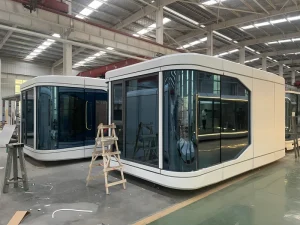 Modular Container House Hoistable Portable Space Capsule Villa Apple Pod Cabin for Temporary Commercial Office or Warehouse