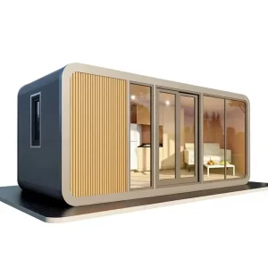 Modular Container House Portable Villa Apple Pod Cabin with Large Glass Exterior for Leisure Shop or Commercial Warehouse