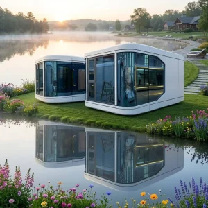 Modular Container House Soundproof Portable Space Capsule Villa Apple Cabin for Holiday Villa, Commercial Villa, or Warehouse Storage