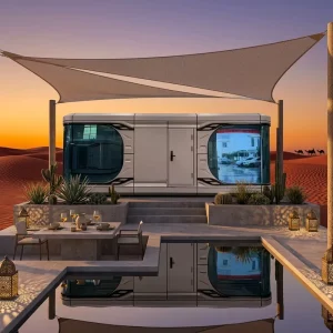 Modular Steel Container House Portable Balcony Space Capsule Villa Apple Pod Cabin for Leisure Commercial Shop or Warehouse