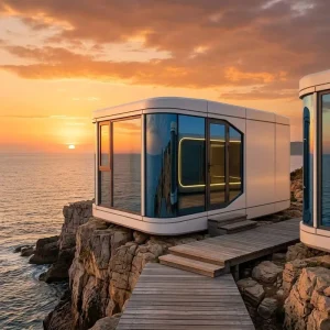 Modular Steel Container House Portable Space Capsule Villa Apple Pod Cabin for Street Retail, Commercial Kiosk, or Warehouse Room