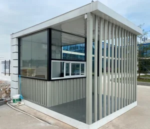 Modular Steel Flat Pack Security Guard Booth Glass Windows for Container House Workshop Hotel Use Modern Design Portable