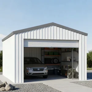 Modular Steel Garage and Prefabricated Carport with High-Strength Frame for All-Weather Protection