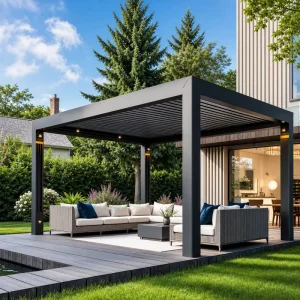 Motorized Bioclimatic Louvered Pergola Aluminum Waterproof Outdoor Garden Gazebo Patio Canopy Factory