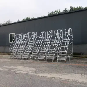 Movable Iron Warehouse Platform Ladder with Anti-slip Treads Thickened Industrial Step Ladder for Domestic & Industrial Scenes
