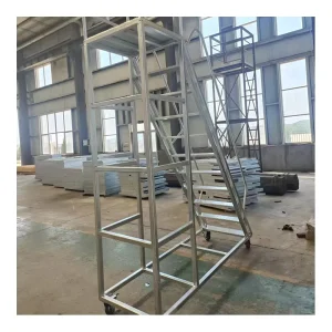 Movable Safety Ladder Industrial Steel Platform Warehouse Steps Folding Design for Storage and Workshop Use
