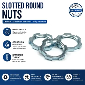 Multi-Groove Round Shaft Lock Nut Blue White Zinc Plating Anti-Rust for Rail Transit Mechanical Components