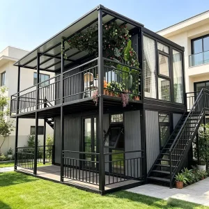 Multi functional Detachable Two Floor Prefabricated Container House Moisture Proof 10-40ft Corrugated Metal Container Home