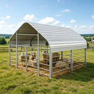 Multi functional Outdoor Steel Canopy Hot Galvanized With Roof Custom Dimensions for Yard and Farm Space