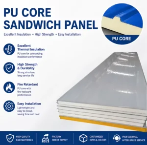 Multi-size Optional PU Foam Sandwich Panels Durable Insulated Board for Steel Structure Factory Cladding