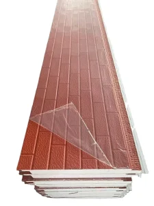Multicolored Brick Pattern Steel Sandwich Panels Fire Resistant Eco Friendly Lightweight Exterior Wall Cold Room Workshop