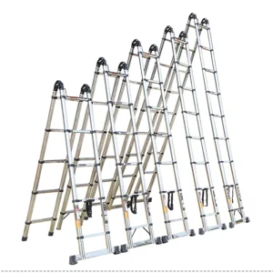 Multifunction Stainless Steel Herringbone Ladders Retractable Industrial Double-sided Telescopic Ladder