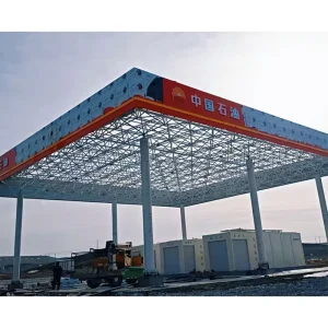 OEM Custom Bolt Ball Space Frame Steel Structure Roof for Gas Station Canopy
