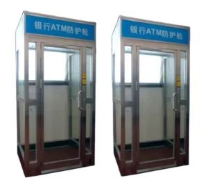 OEM ODM Available ISO Certified Mobile Temporary Stainless Steel Guard Booth Floorstanding Installation Custom Capacity for ATMs