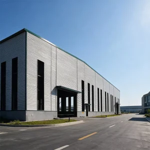 OEM Prefabricated Steel Structure Warehouse with Customized Size Design and Sandwich Panel Door for Garage Storage