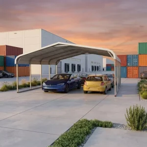 OEM Steel Carports Durable Waterproof Powder-Coated Outdoor Line for Housing Developments Commercial Use Shandong