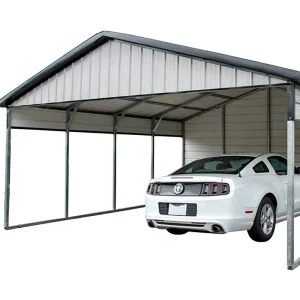 Open Side Galvanized Steel Carport Large Span Outdoor Car Parking Shelter