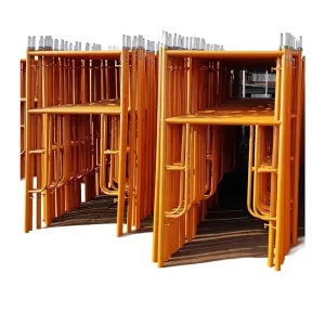Orange Painted Walk Thru Door Frame Scaffolding Q235 Steel Ladder Frame Scaffold