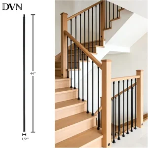 Ornamental Villa Hollow Linear Stair Railings Baluster Forged Steel Balustrade Black Square Metal Staircase Spindles