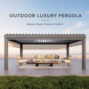 Outdoor Aluminium Canopy Wall Mounted Waterproof Louver Opening Roof Cover Motorized Pergola Gazebo