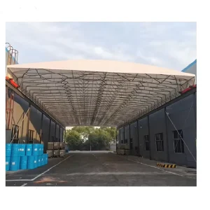 Outdoor Automatic Electric Folding Canopy Retractable Steel Frame Tent Big Car Parking Mobile Telescopic Canopy Tent PVC Gazebo