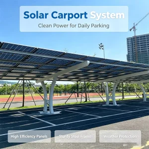 Outdoor Carbon Steel Anodized Photovoltaic Parking Shelter for Commercial Enterprise Use