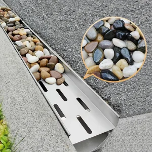 Outdoor Drain Channel Gutter Heavy Duty Water Drain Channel Outdoor Water Drainage Channel with Stainless Steel Cover Plate