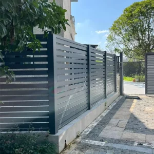 Outdoor Easy Installation Aluminum Black Horizontal Slat Fence Aluminum Privacy Screen Fence Panels
