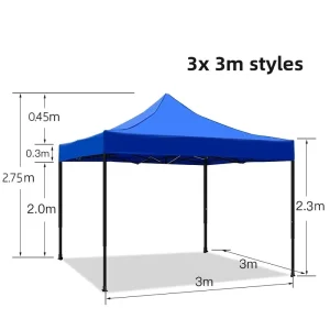 Outdoor Folding Four Corner Large Steel Rainproof UPF50+ Advertising Canopy Sunshade for Stalls Night Markets 3×3