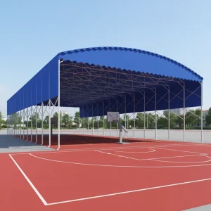 Outdoor Heavy Duty Steel Frame Push Pull Canopy Waterproof Folding Tent for Basketball Court & Sports Activities