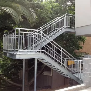 Outdoor Industrial Galvanized Steel Staircase Ladder for Exterior Use