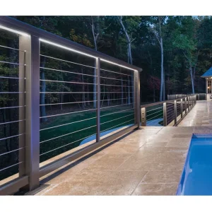 Outdoor LED Light Balustrade Handrail Steel Cable Deck Railing System