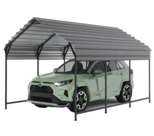Outdoor Metal Carport with Reinforced Base Heavy Duty Galvanized Car Shelter for Pickup Boats Cars and Tractors
