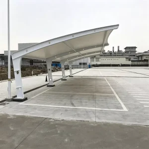 Outdoor Residential Steel Structure Carport with Tensile Membrane Top